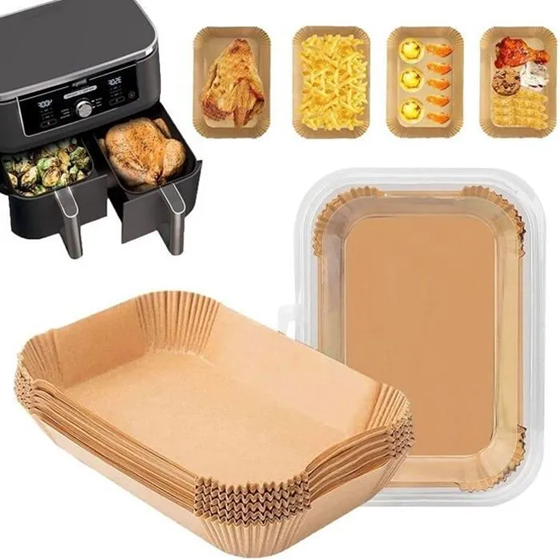 Culinax® - Papier Sulfurisé pour Air Fryer,100 Pièces 22x14cm , Food-Grade BPA , Jetable Antiadhésive Sans Huile Accessoires